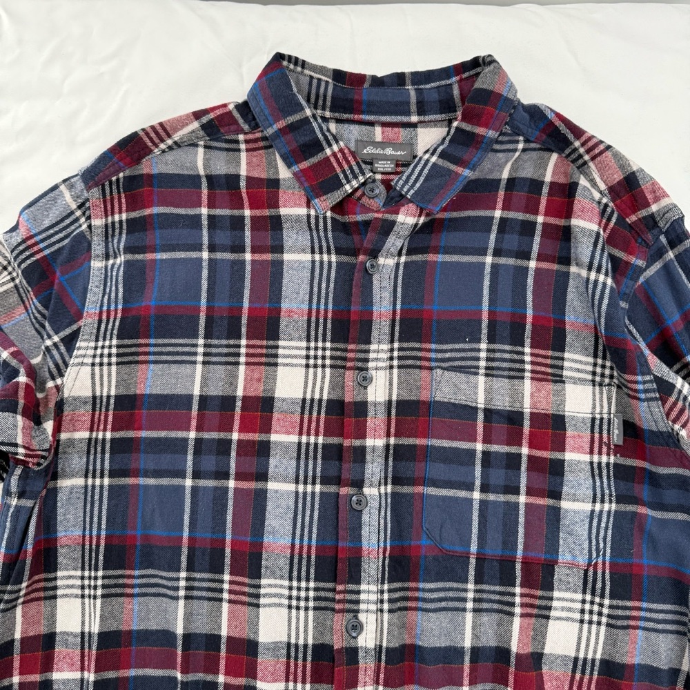 Eddie Bauer Shirt Mens Size 2XL Multi Palid Bristol Flannel Collared Button Down